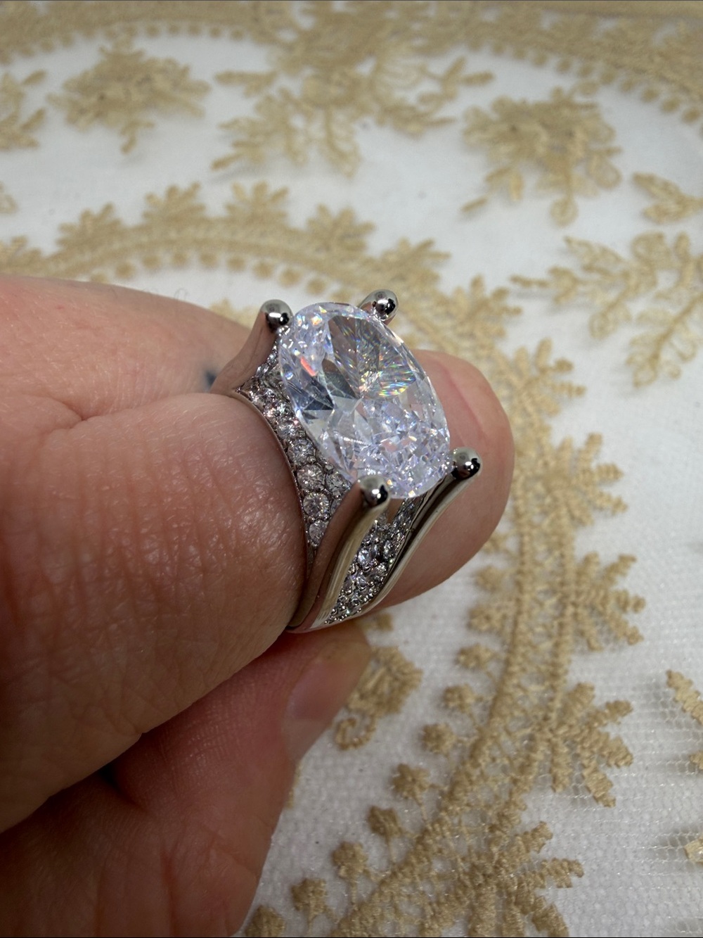 6 Carat Oval Moissanite Ring | 925 Sterling Silver | Size 7 | Limited Production